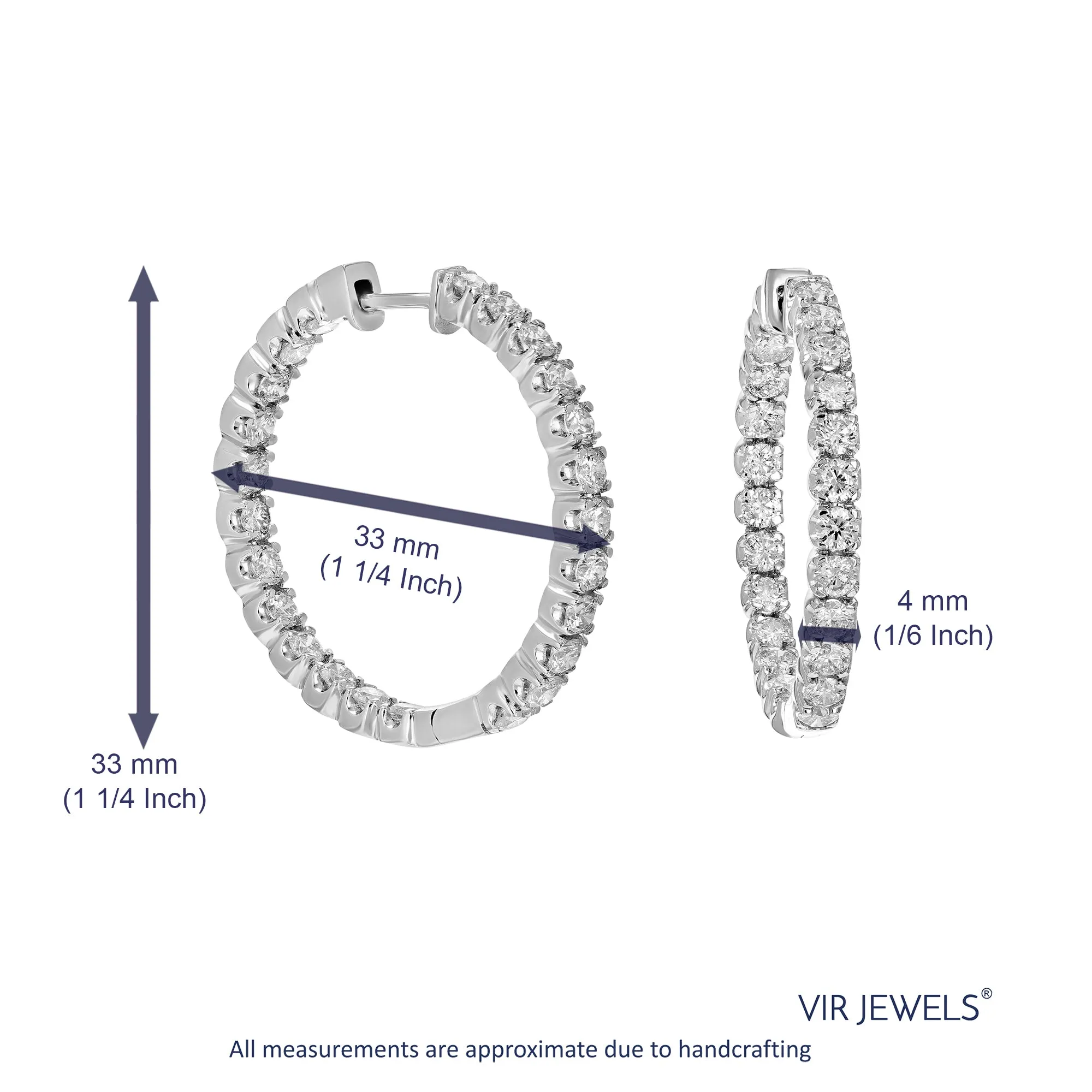 4 cttw Diamond Hoop Inside Out Earrings in 14K Gold