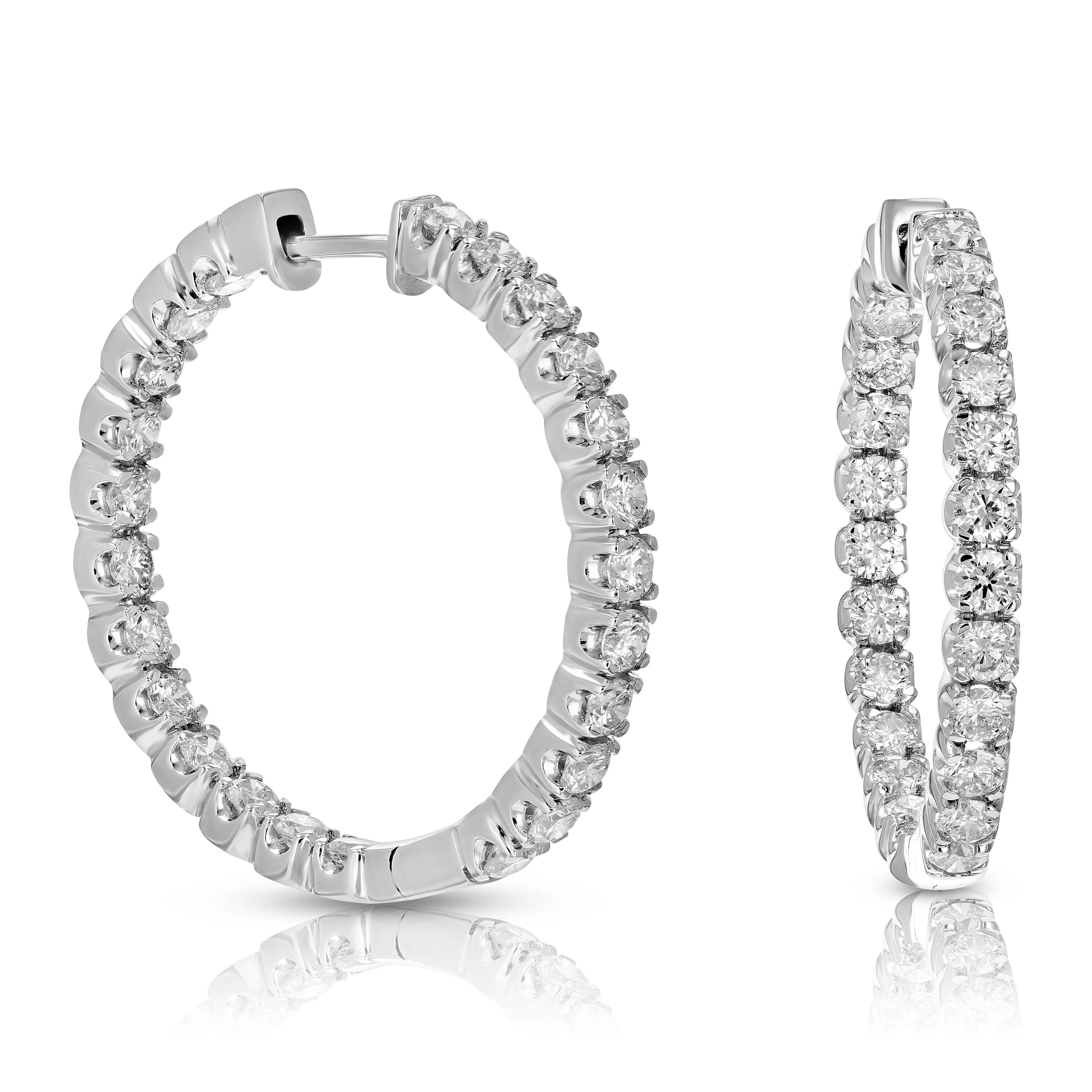4 cttw Diamond Hoop Inside Out Earrings in 14K Gold