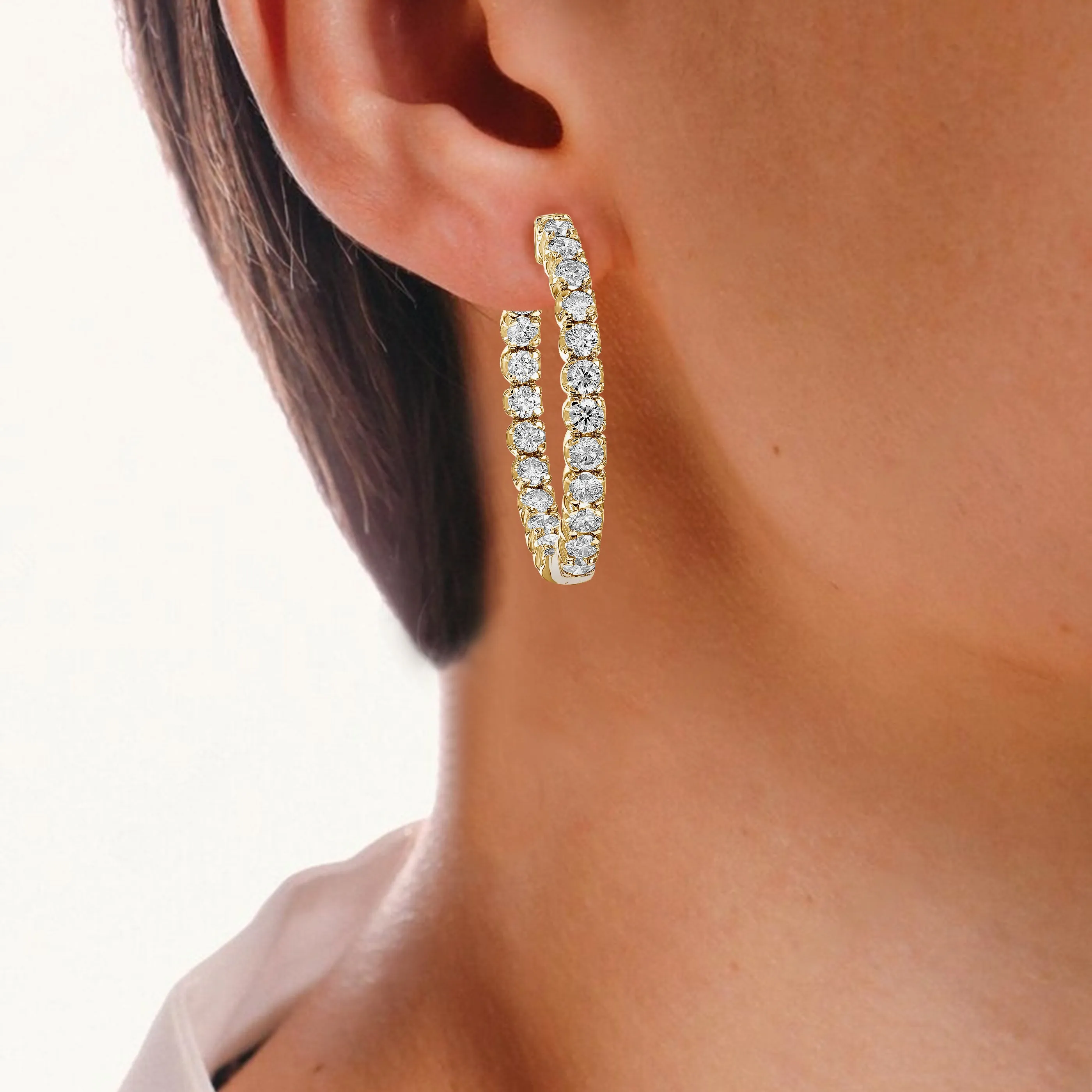 4 cttw Diamond Hoop Inside Out Earrings in 14K Gold