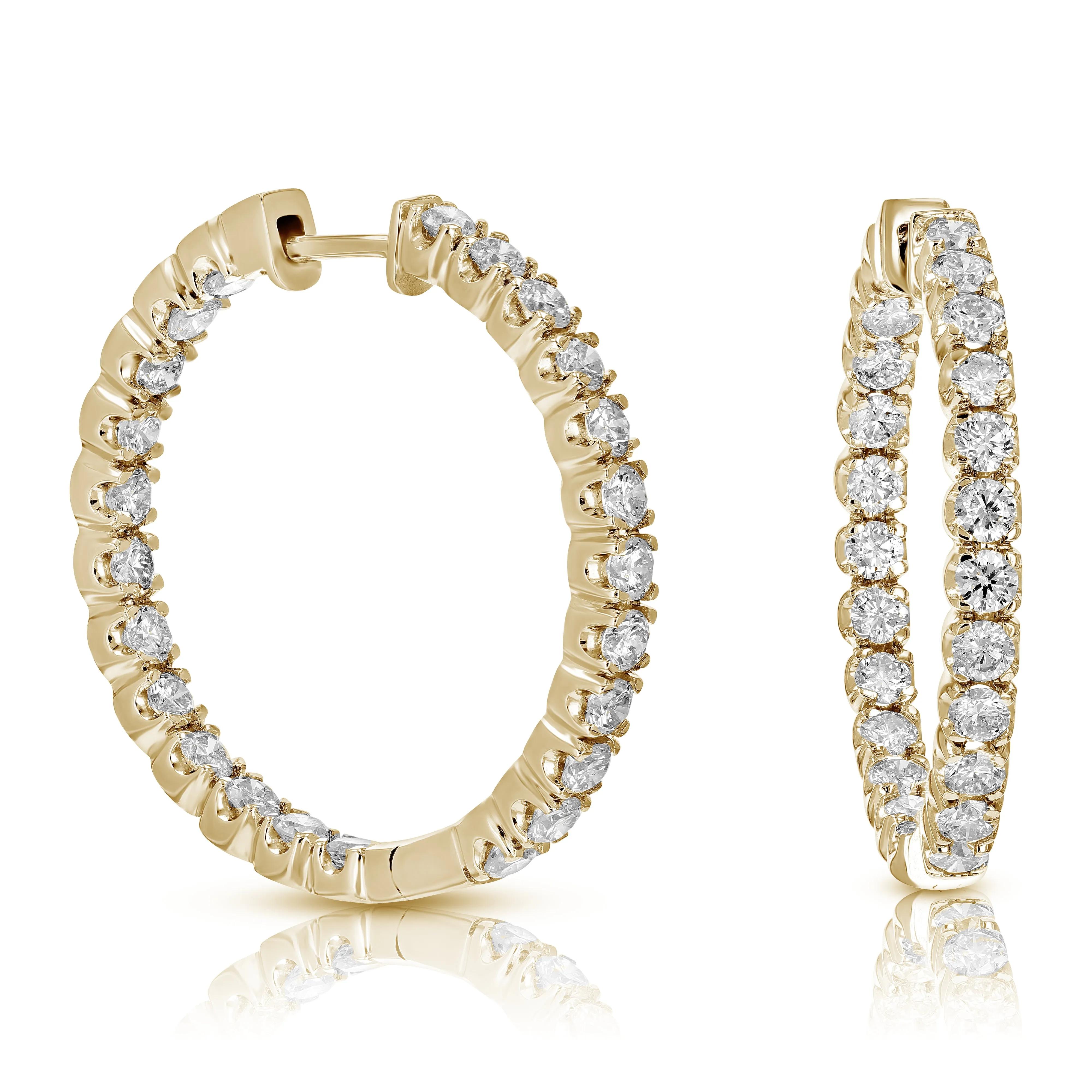 4 cttw Diamond Hoop Inside Out Earrings in 14K Gold
