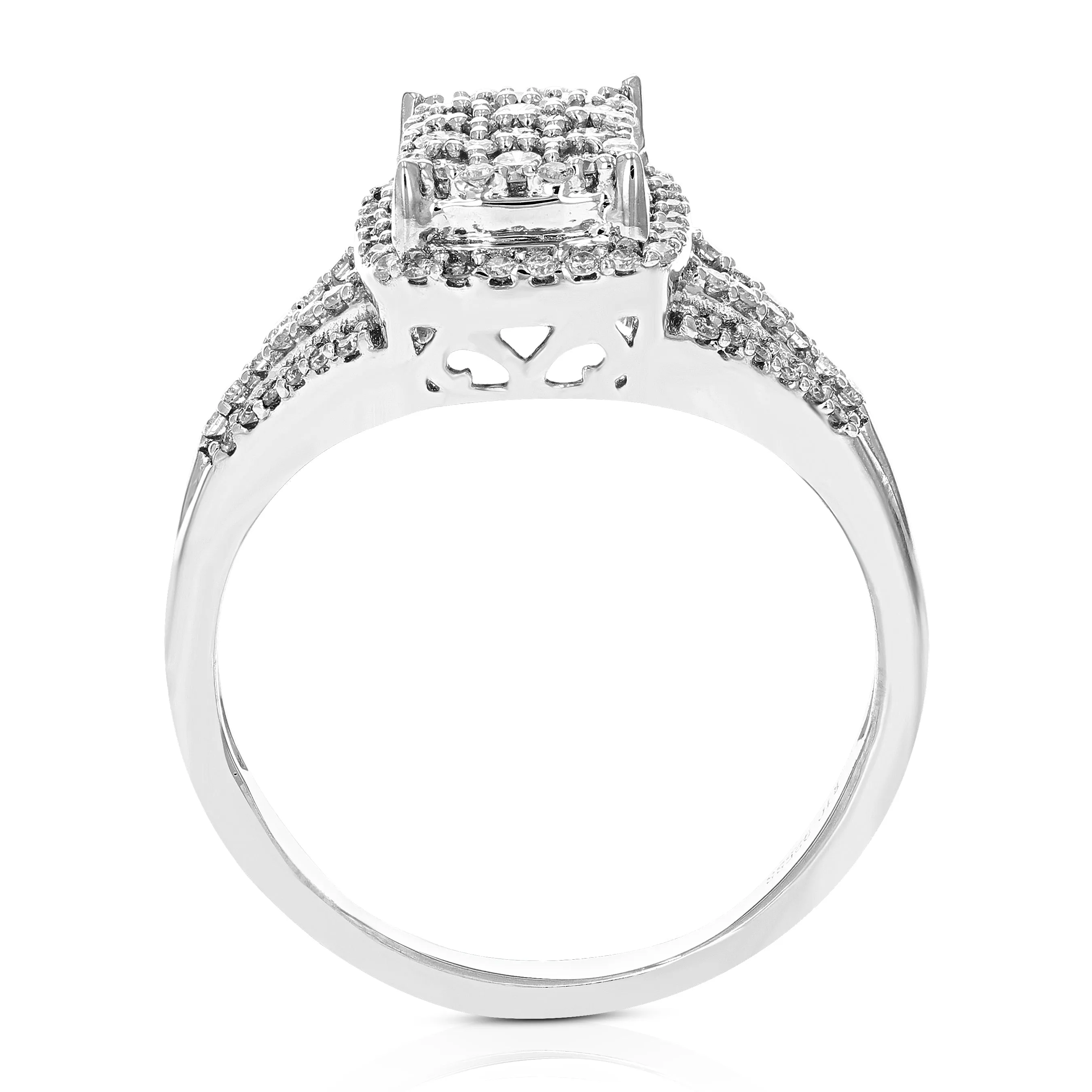 5/8 cttw Lab Grown Diamond Emerald Engagement Rings in Silver