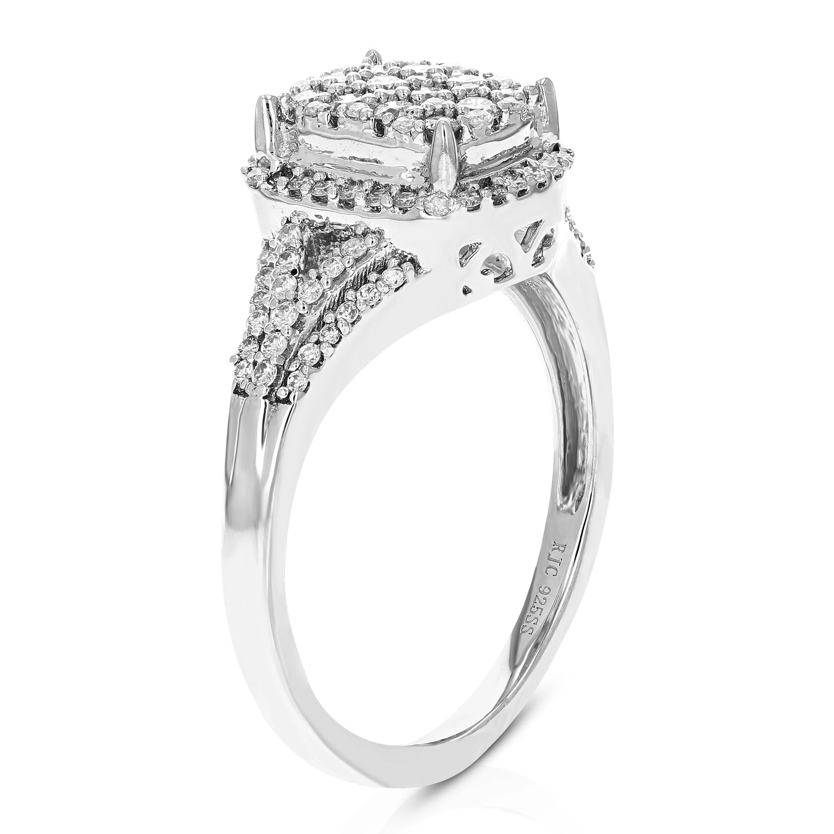5/8 cttw Lab Grown Diamond Emerald Engagement Rings in Silver
