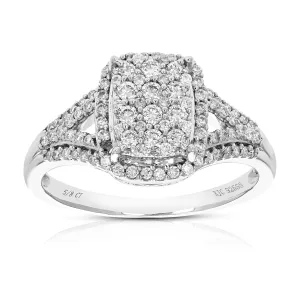 5/8 cttw Lab Grown Diamond Emerald Engagement Rings in Silver