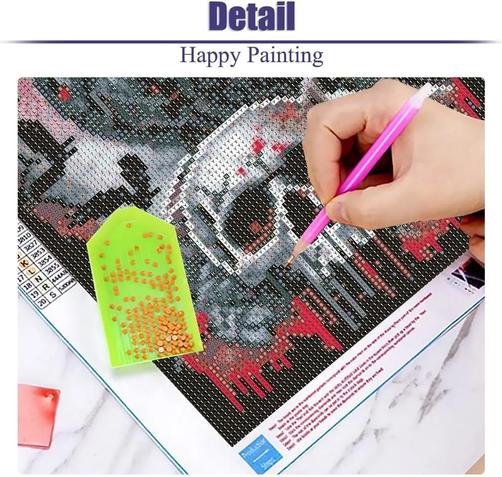 5D Crow Diamond Painting for Beginner, DIY Full Drill Skull Diamond Art Kits for Home Wall Decor 12 x 16 Inch