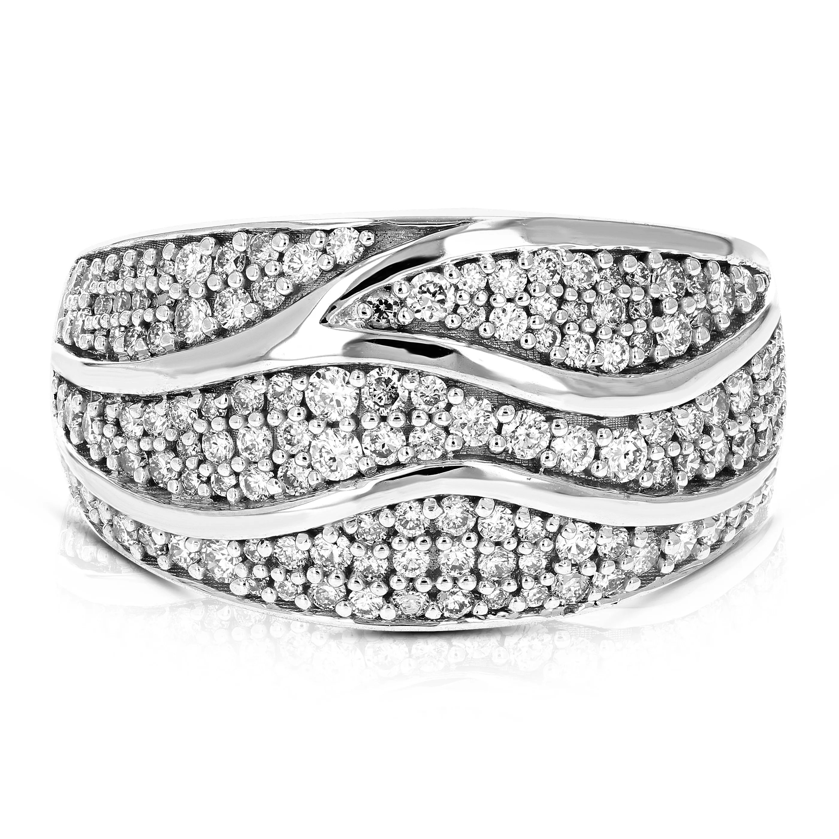 7/8 cttw Lab Grown Diamond Scattered Wedding Band Sterling Silver