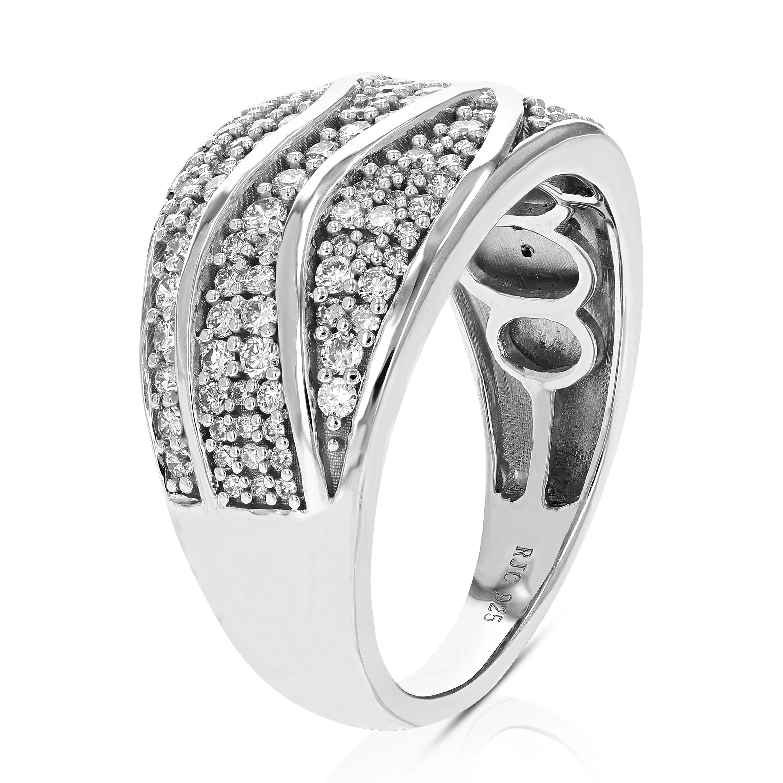 7/8 cttw Lab Grown Diamond Scattered Wedding Band Sterling Silver