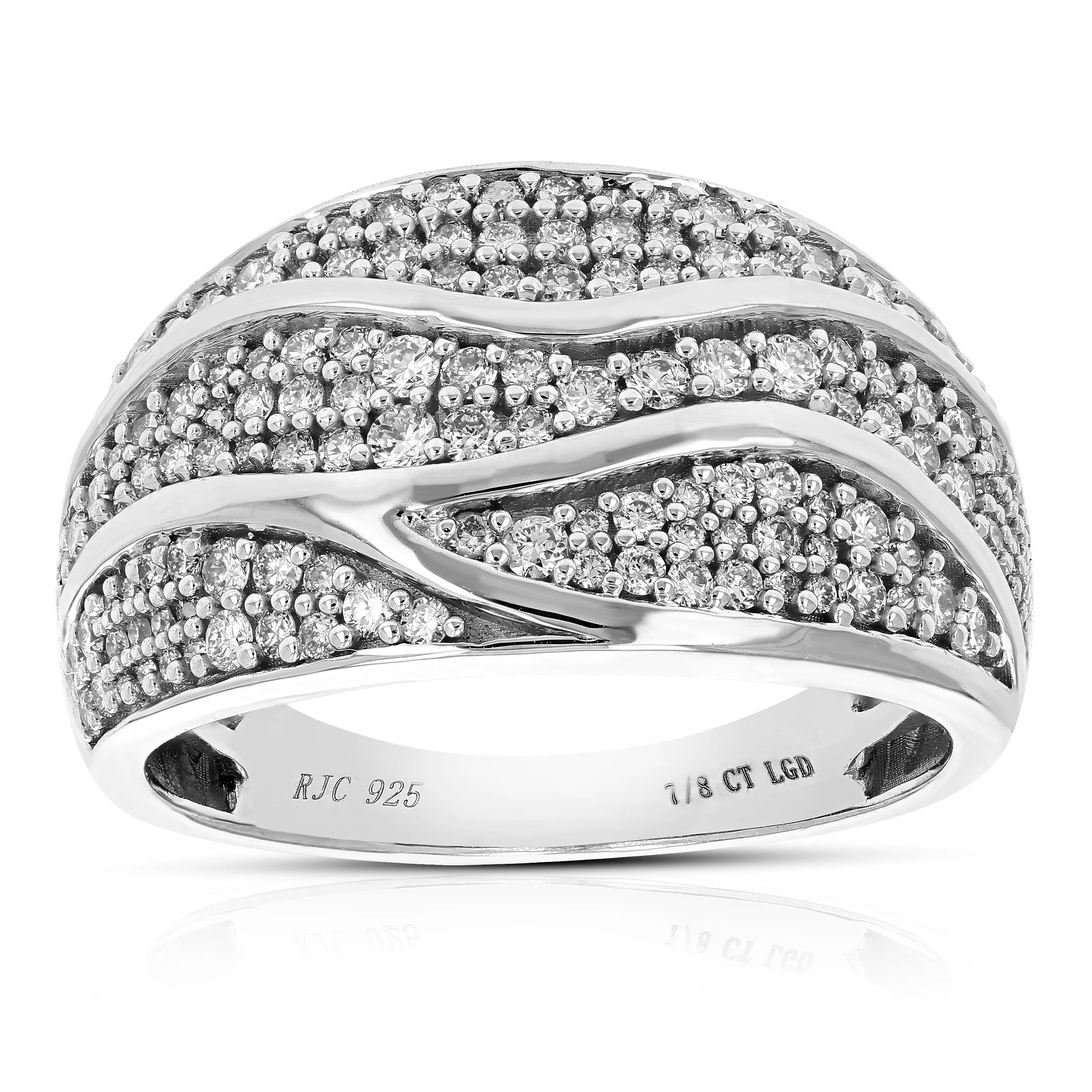 7/8 cttw Lab Grown Diamond Scattered Wedding Band Sterling Silver