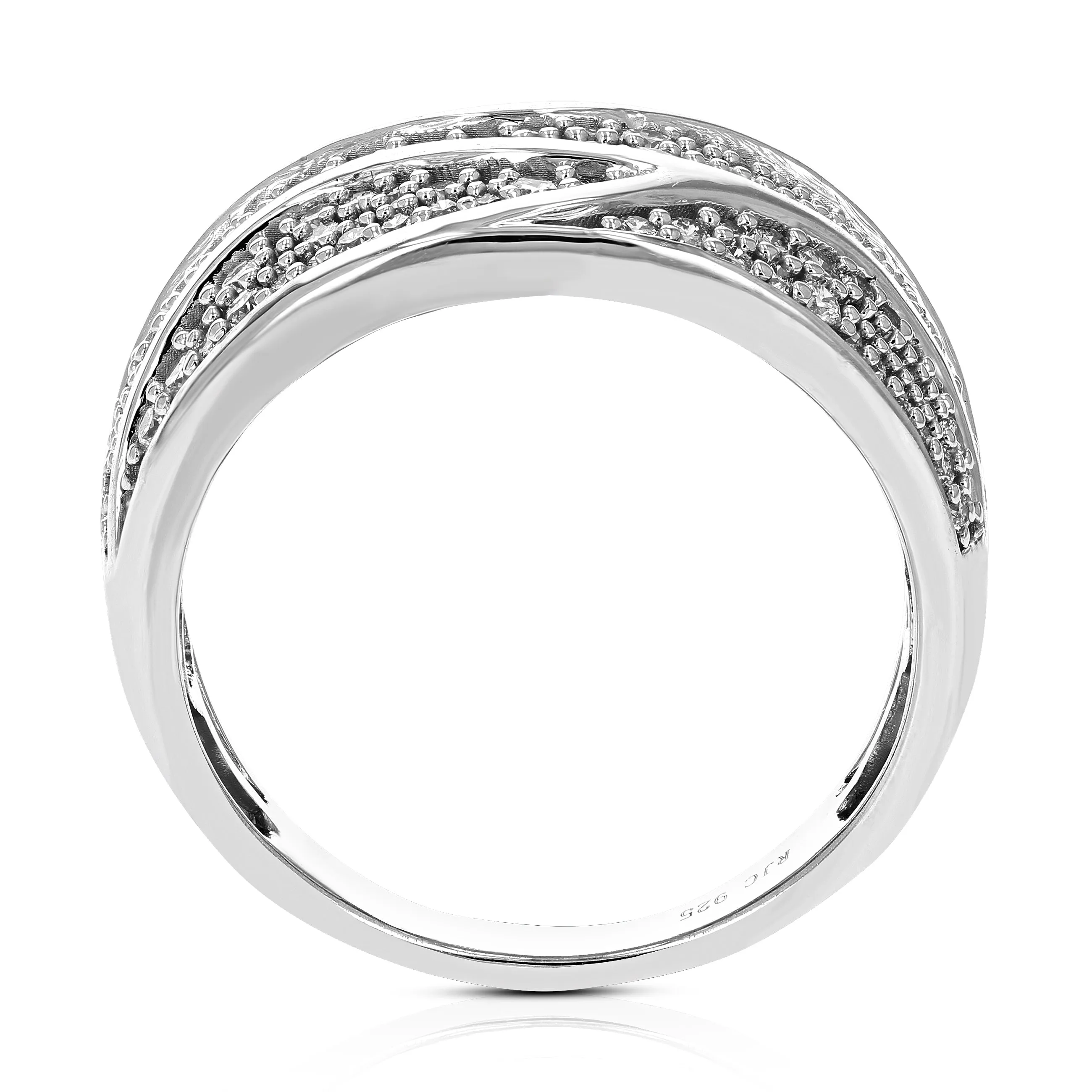 7/8 cttw Lab Grown Diamond Scattered Wedding Band Sterling Silver