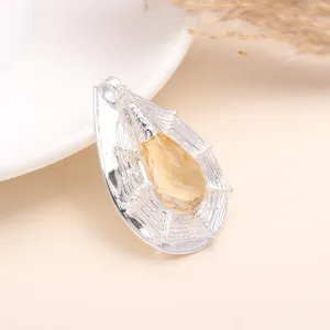 925 Sterling Silver Unique Teardrop Citrine Pendant