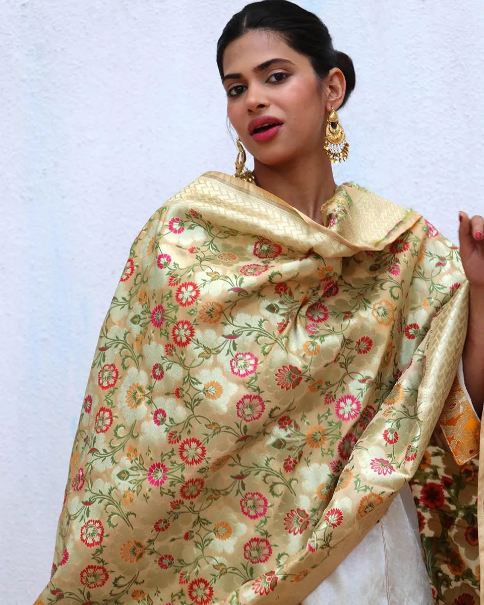 Akidat Handwoven Banarasi Kimkhab Brocade Dupatta