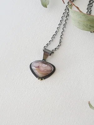 Alba Necklace-Rounded Triangle Agua Nueva Agate-SS/14k