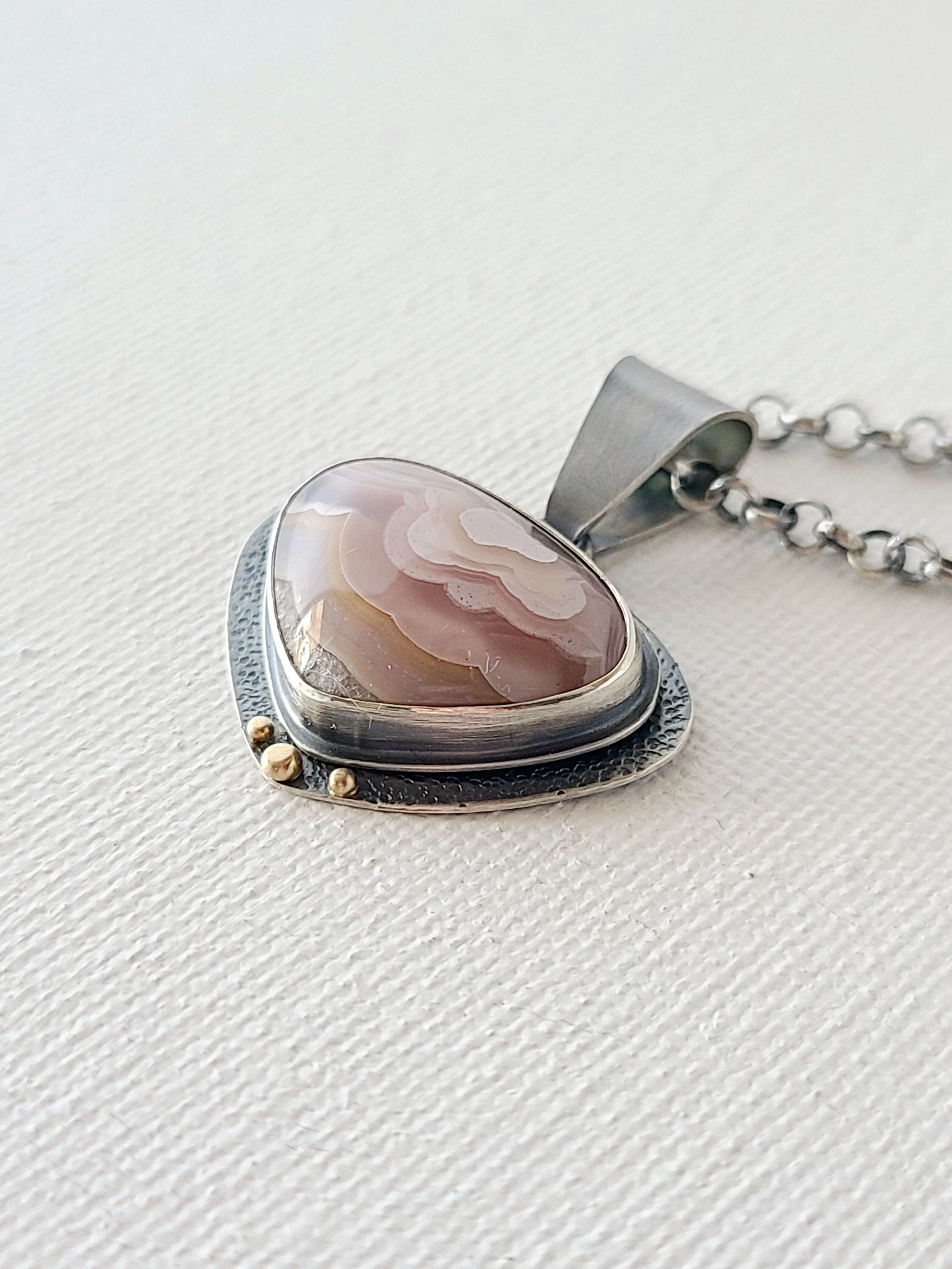 Alba Necklace-Rounded Triangle Agua Nueva Agate-SS/14k