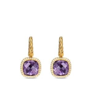 Albion Drop Earrings in 18K Yellow Gold with Amethyst and Diamonds, 10mm