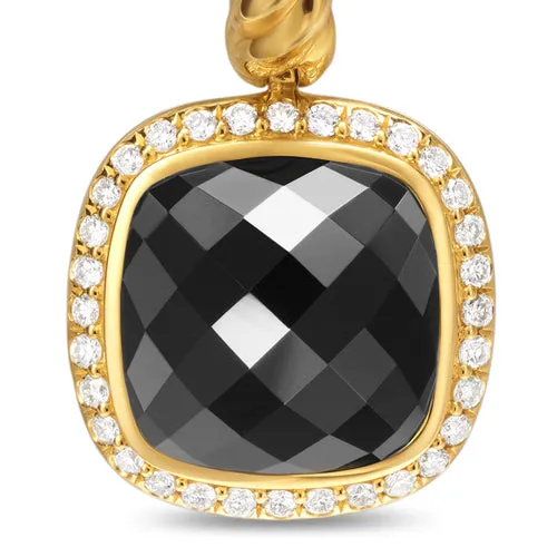 Albion Drop Earrings in 18K Yellow Gold with Black Onyx and Diamonds, 10mm