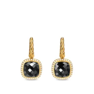 Albion Drop Earrings in 18K Yellow Gold with Black Onyx and Diamonds, 10mm