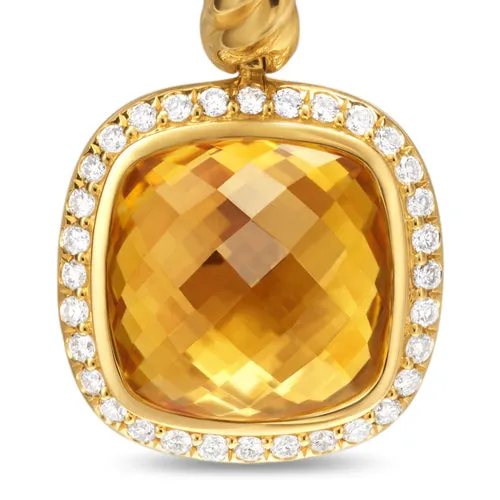 Albion Drop Earrings in 18K Yellow Gold with Citrine and Diamonds, 10mm