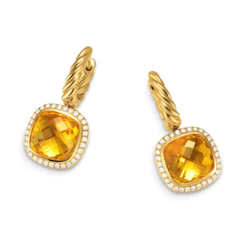 Albion Drop Earrings in 18K Yellow Gold with Citrine and Diamonds, 10mm