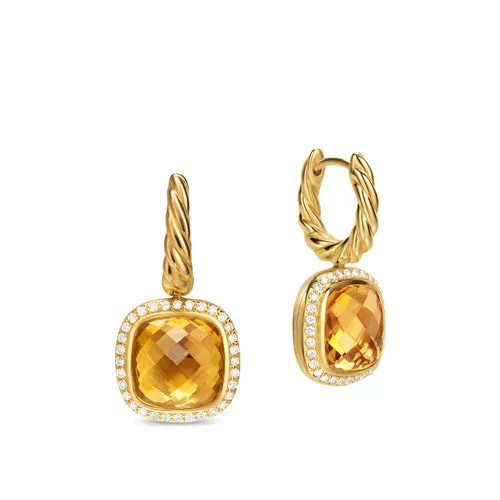 Albion Drop Earrings in 18K Yellow Gold with Citrine and Diamonds, 10mm