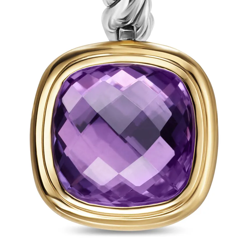 Albion Drop Earrings in Sterling Silver with 18K Yellow Gold and Amethyst, 10mm