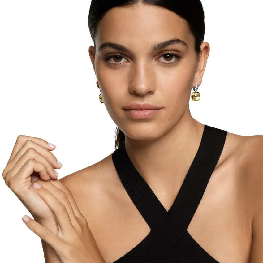 Albion Drop Earrings in Sterling Silver with 18K Yellow Gold and Champagne Citrine, 10mm