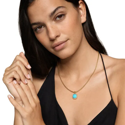 Albion Pendant in 18K Yellow Gold with Turquoise and Diamonds, 11mm