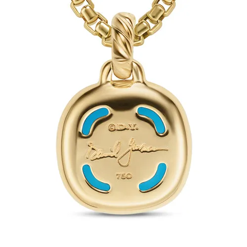 Albion Pendant in 18K Yellow Gold with Turquoise and Diamonds, 11mm