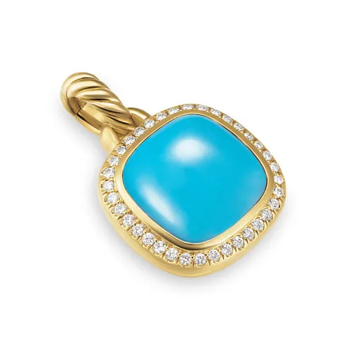 Albion Pendant in 18K Yellow Gold with Turquoise and Diamonds, 11mm