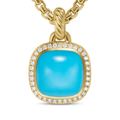 Albion Pendant in 18K Yellow Gold with Turquoise and Diamonds, 11mm