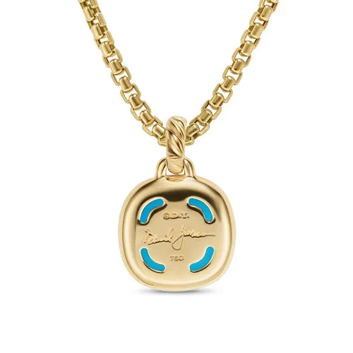 Albion Pendant in 18K Yellow Gold with Turquoise and Diamonds, 11mm
