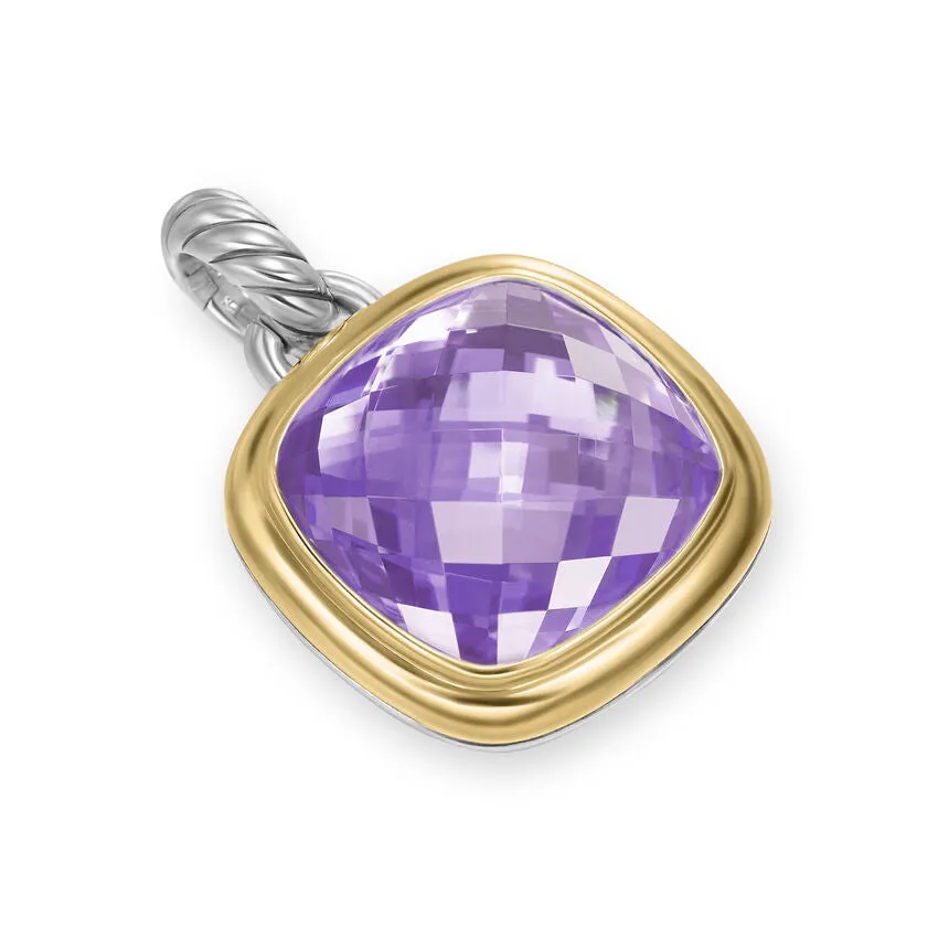 Albion Pendant in Sterling Silver with 18K Yellow Gold and Amethyst, 15mm