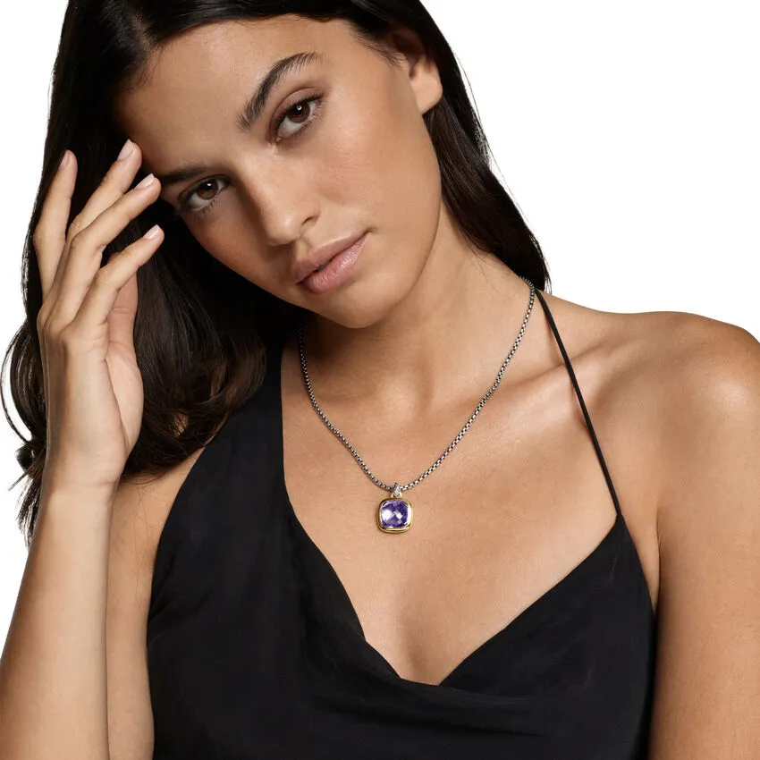 Albion Pendant in Sterling Silver with 18K Yellow Gold and Amethyst, 15mm