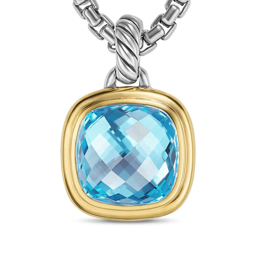 Albion Pendant in Sterling Silver with 18K Yellow Gold and Blue Topaz, 11mm