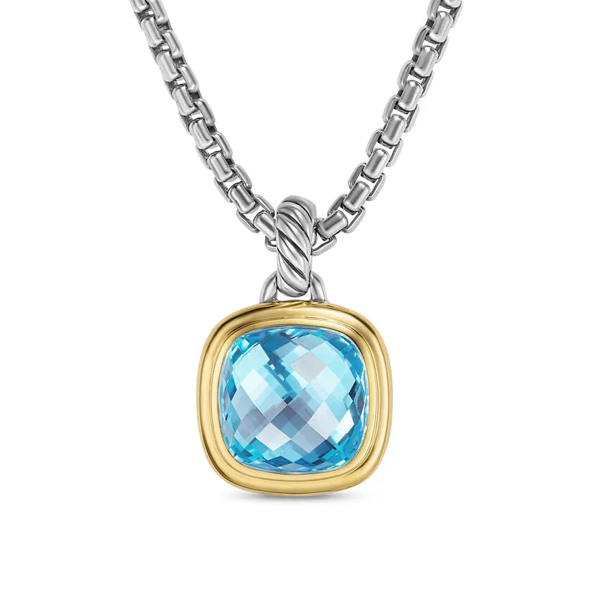 Albion Pendant in Sterling Silver with 18K Yellow Gold and Blue Topaz, 11mm