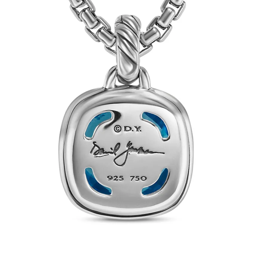 Albion Pendant in Sterling Silver with 18K Yellow Gold and Blue Topaz, 11mm
