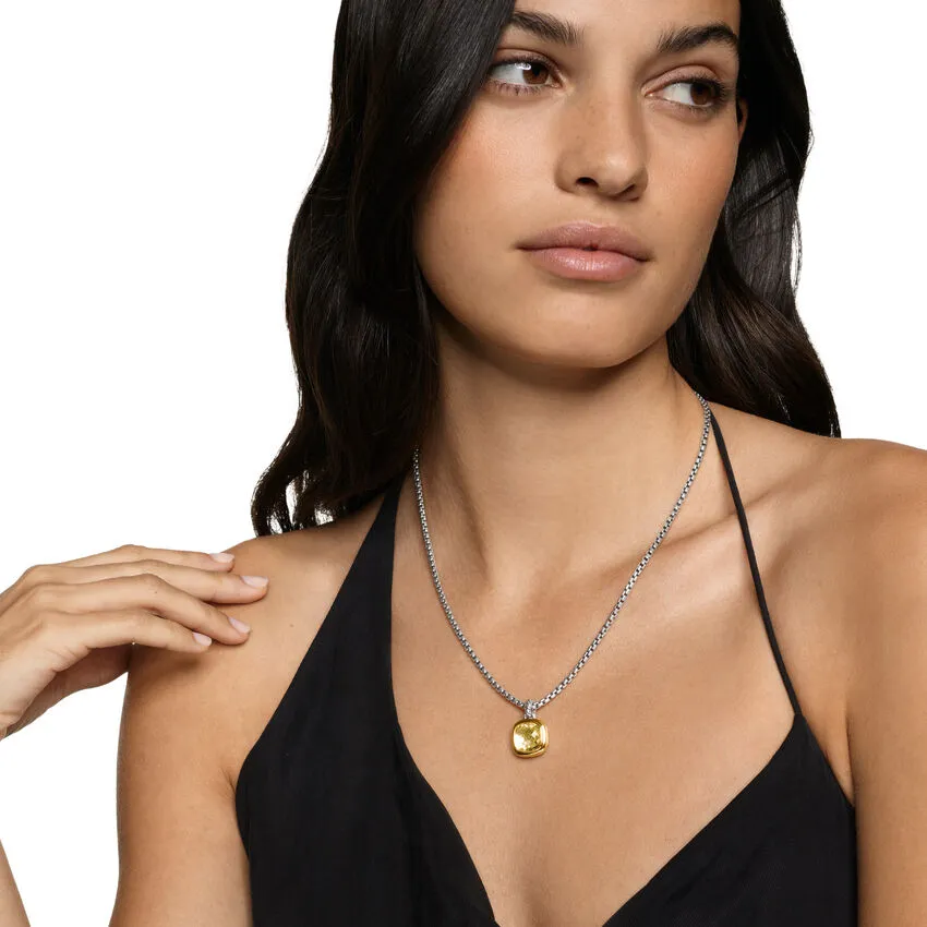 Albion Pendant in Sterling Silver with 18K Yellow Gold and Champagne Citrine, 11mm
