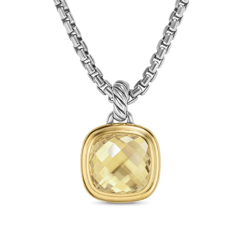 Albion Pendant in Sterling Silver with 18K Yellow Gold and Champagne Citrine, 11mm