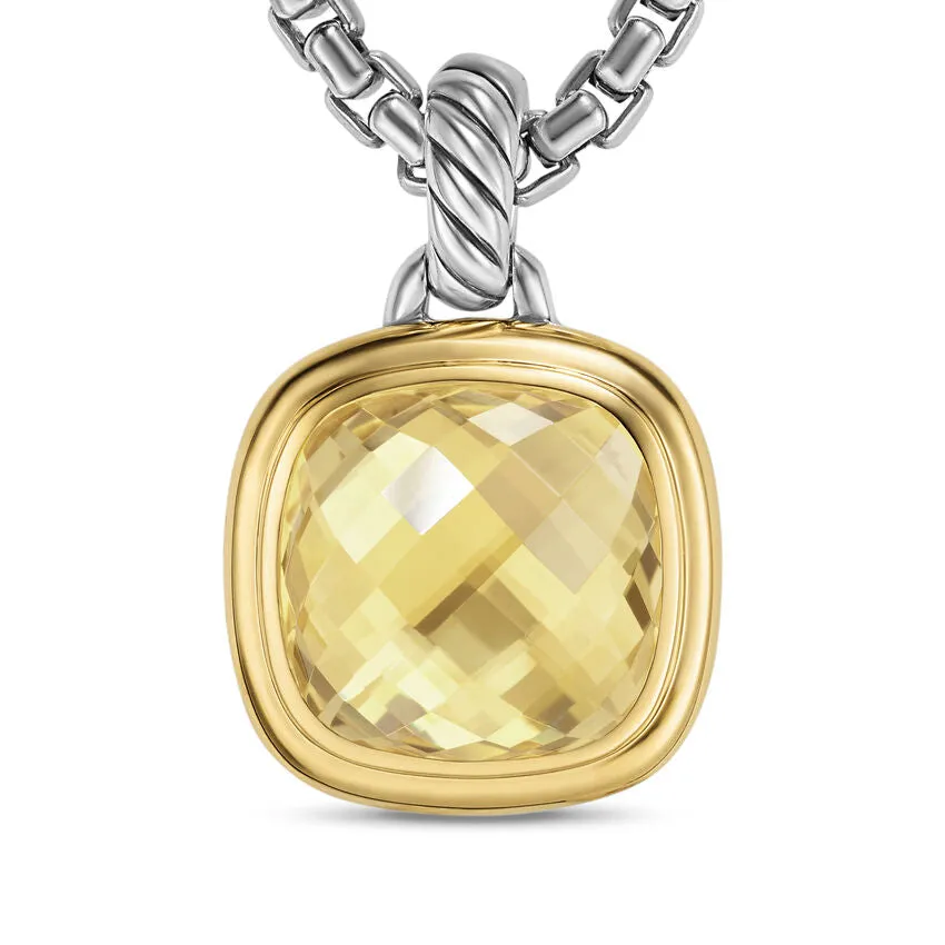 Albion Pendant in Sterling Silver with 18K Yellow Gold and Champagne Citrine, 11mm