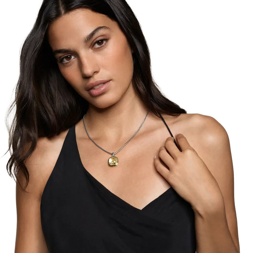 Albion Pendant in Sterling Silver with 18K Yellow Gold and Champagne Citrine, 15mm