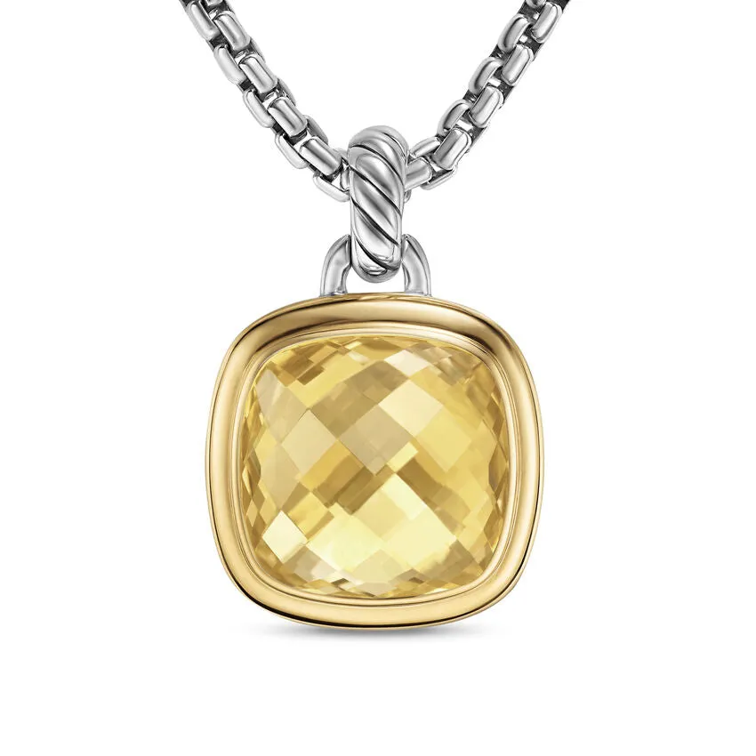 Albion Pendant in Sterling Silver with 18K Yellow Gold and Champagne Citrine, 15mm