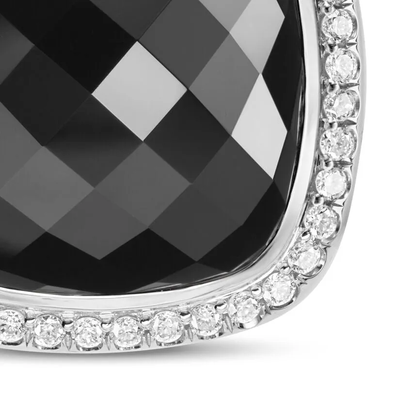 Albion Pendant in Sterling Silver with Black Onyx and Diamonds, 15mm