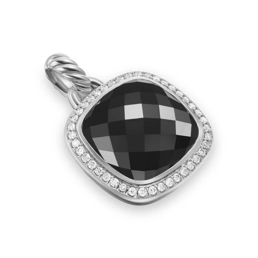 Albion Pendant in Sterling Silver with Black Onyx and Diamonds, 15mm