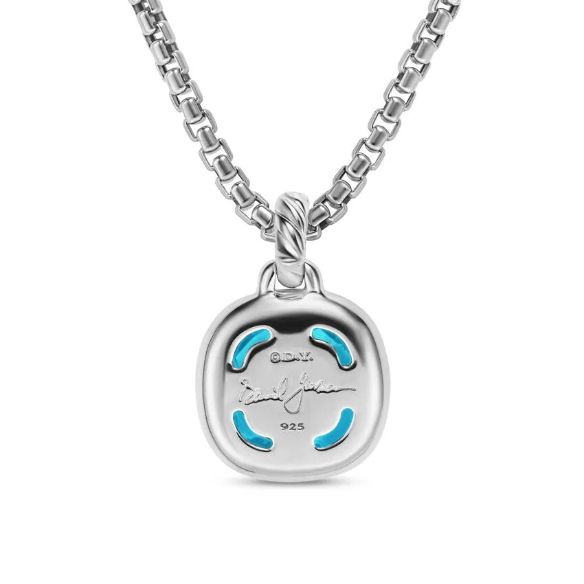 Albion Pendant in Sterling Silver with Blue Topaz and Diamonds, 11mm