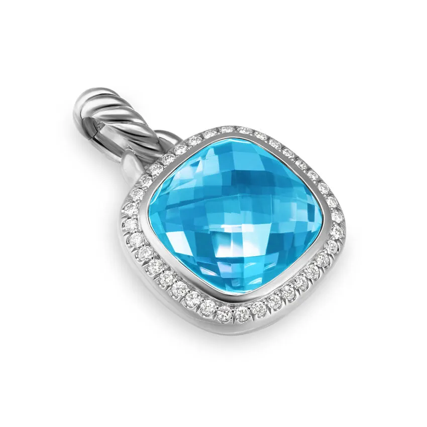 Albion Pendant in Sterling Silver with Blue Topaz and Diamonds, 11mm