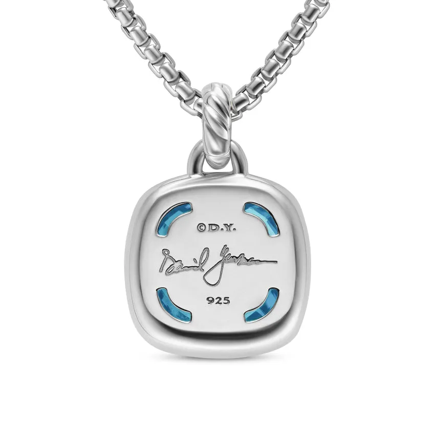 Albion Pendant in Sterling Silver with Blue Topaz and Diamonds, 15mm