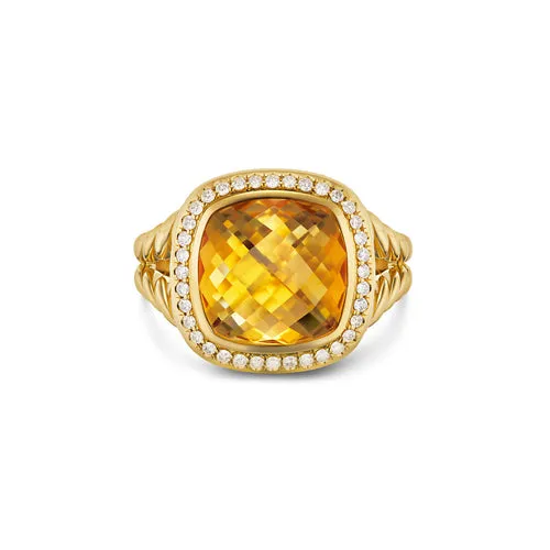 Albion Ring in 18K Yellow Gold with Citrine and Diamonds, 11mm, Size 7