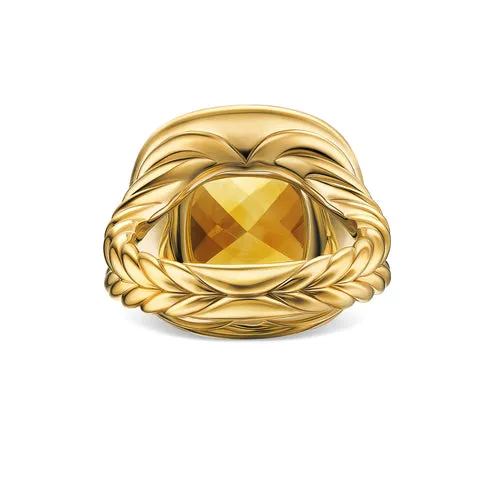 Albion Ring in 18K Yellow Gold with Citrine and Diamonds, 15mm, Size 7