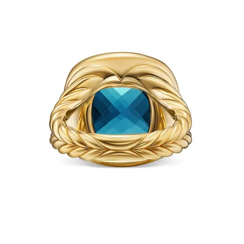 Albion Ring in 18K Yellow Gold with Hampton Blue Topaz and Diamonds, 15mm, Size 6