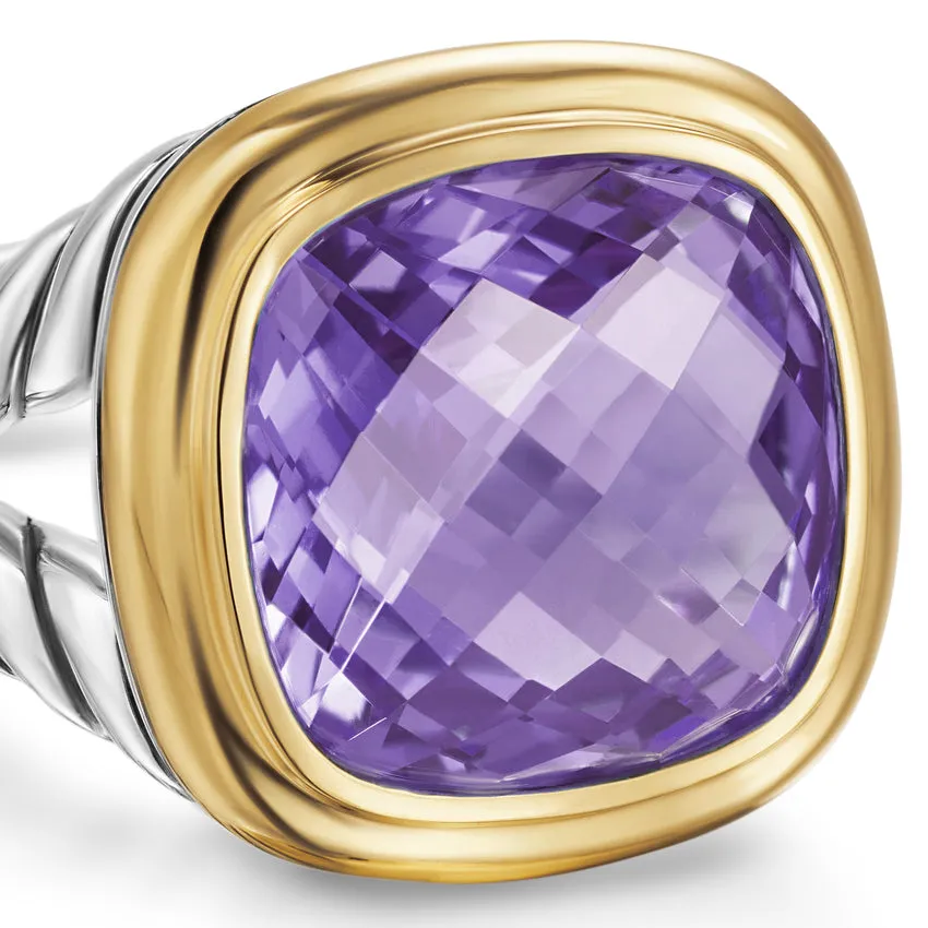 Albion Ring in Sterling Silver with 18K Yellow Gold and Amethyst, 11mm, Size 6