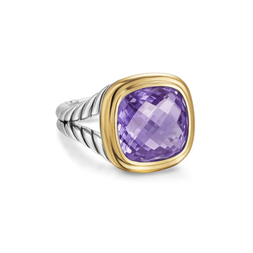 Albion Ring in Sterling Silver with 18K Yellow Gold and Amethyst, 11mm, Size 6