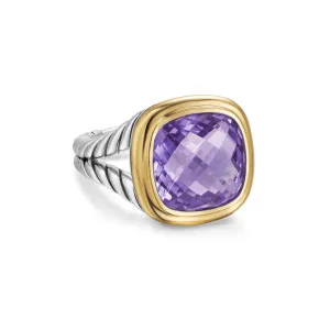 Albion Ring in Sterling Silver with 18K Yellow Gold and Amethyst, 11mm, Size 6